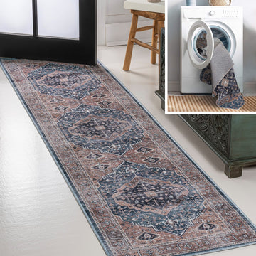 Alacati Ogee Medallion Washable Area Rug